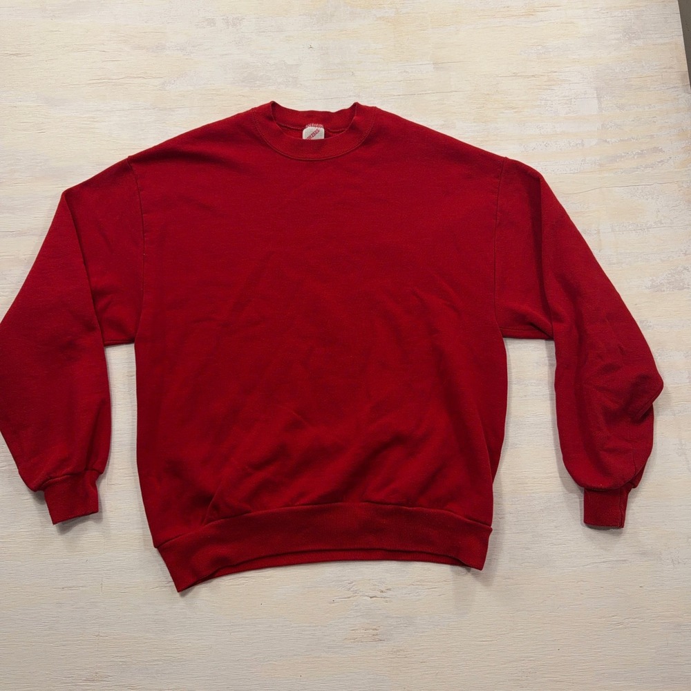 Jerzees Sweatshirt Crewneck Vintage Made in USA Large Red Mens